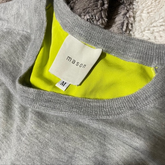 MASON Silk & Cashmere Gray / Neon Yellow Shirt Ashley Mason Medium see last pic - Picture 7 of 10